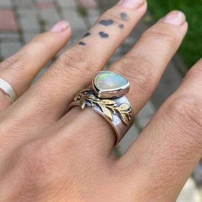 Blatt Geometrischer Opal Ring