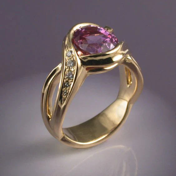 Vintage Granat Kristall Zirkonia Gold Ring