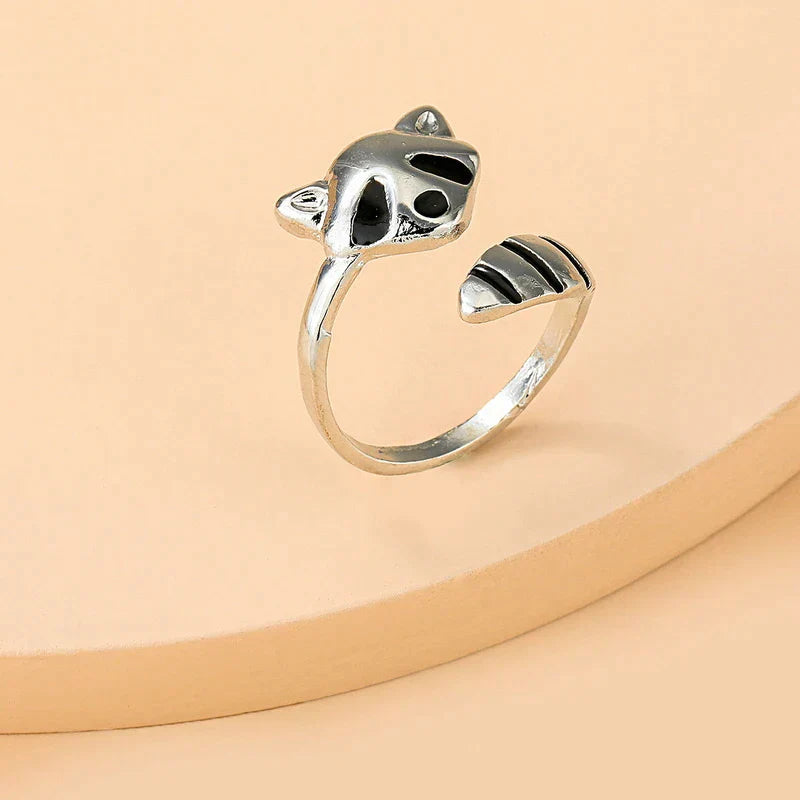 Verstellbarer Waschbär Ring aus 925 Sterling Silber