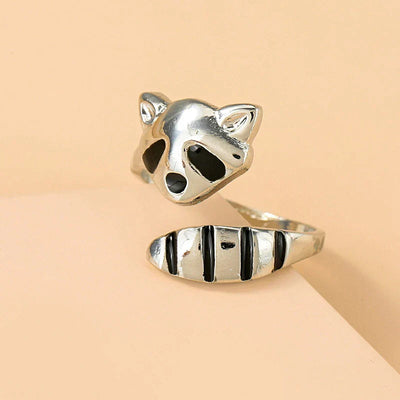 Verstellbarer Waschbär Ring aus 925 Sterling Silber