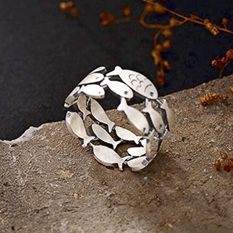 Ring Fisch aus Silber