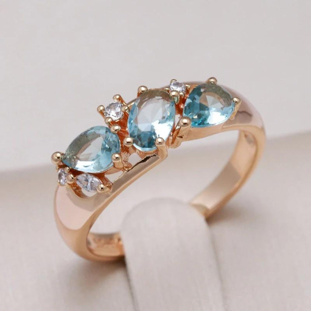 Blauer Zirkonia Ring in Gold