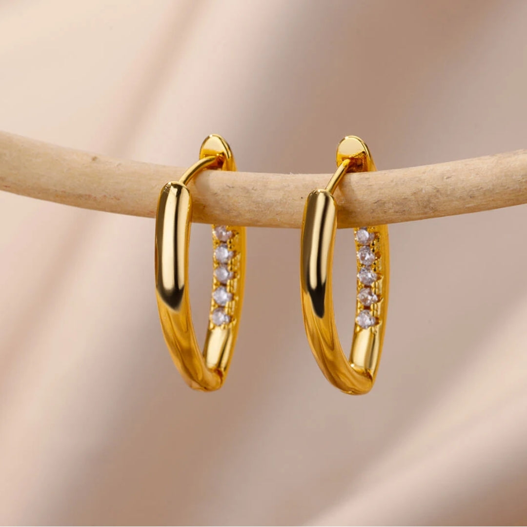 Exquisite Gold-Ohrringe mit Zirkonias