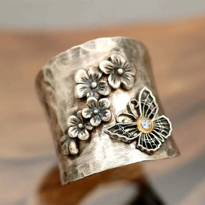 Biene Blume Schmetterling Breite Band Ring