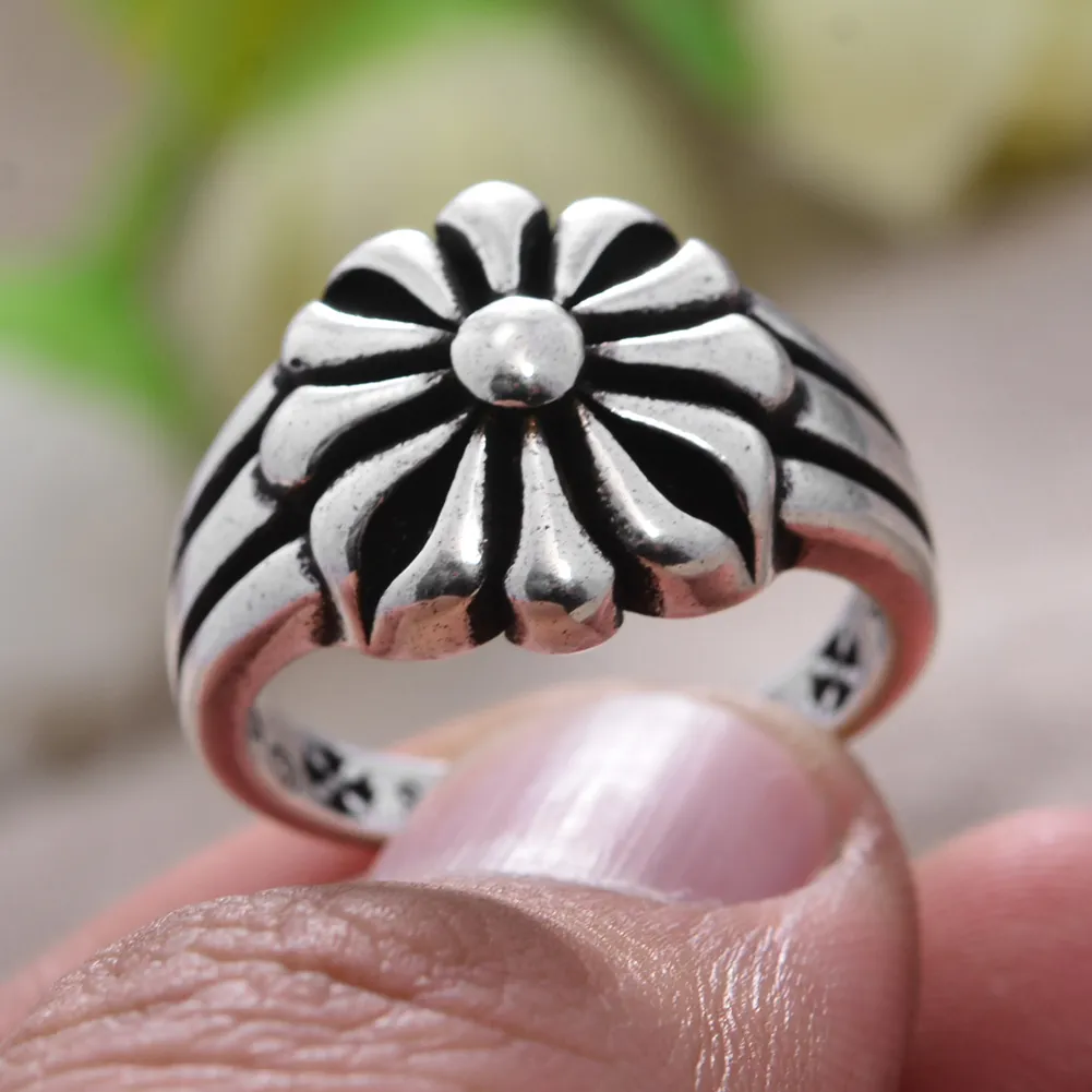 Vintage Blume Ring aus Silber