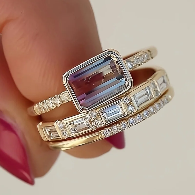 Vintage Bright Glass Ring Set