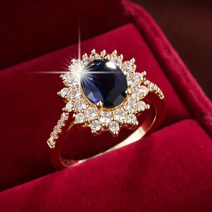 Hellblauer dunkler Zirkonia-Ring