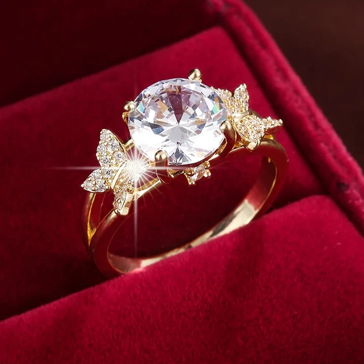 Kristall Schmetterling Gold Ring