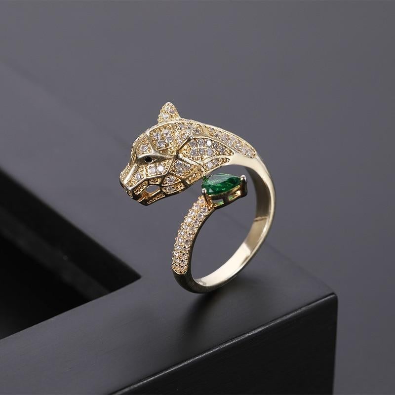 Verstellbarer Leopardenring mit Zirkonia-Finish